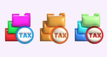 illustration 3D , tax archive file and tax icon button photo