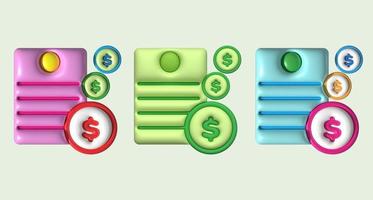 illustration 3D of a tax and financial information form. photo