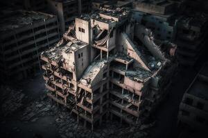 Destroyed building after earthquake. photo