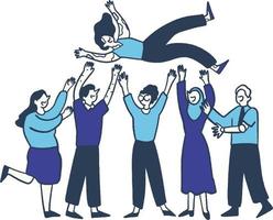 contento personas saltando en el aire. vector ilustración de un grupo de gente.