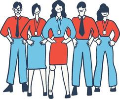 Group of business people standing together. Teamwork concept. Vector illustration