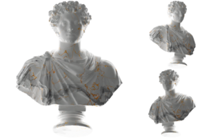 Marble statue of Marie Antoinette with elegant gold accents, perfect for luxury apparel and more png