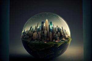 el ciudad crece en el globo generativo ai foto