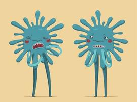 Set of coronavirus in cartoon style, elements used as virus, bad germs or stains, isolated on yellow background vector