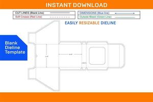 Cake box with window dieline template and 3D box design Blank dieline template vector