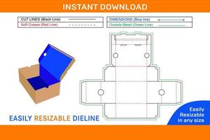 Kraft papel cartulina Zapatos caja dieline modelo y 3d caja caja de diseño dieline y 3d caja vector