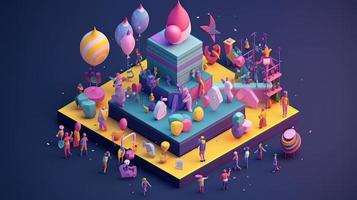 Celebrating the new year 3D isometric photo