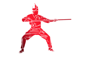 man practice silat with rattan stick png