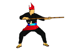 man practice silat with rattan stick png