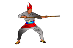 man practice silat with rattan stick png