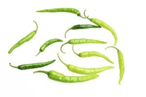 Green chili pepper isolated on white photo