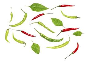 Green chili pepper isolated on white photo