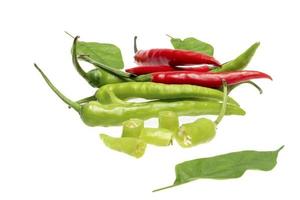 Green chili pepper isolated on white photo