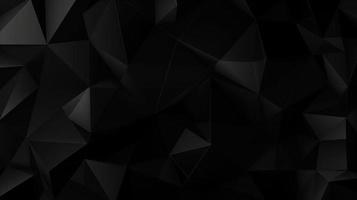 Black polygonal abstract background. Triangular 3d texture. photo