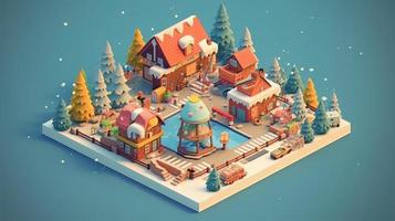 Merry Christmas 3D isometric photo