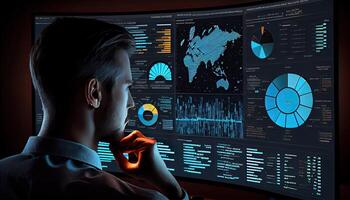 analista trabajando en negocio analítica tablero generado ai foto
