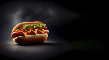 hot dog fast food realistic product showcase for food photography photo