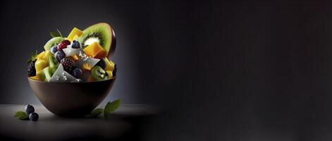 fruits salad realistic product showcase for food photography photo