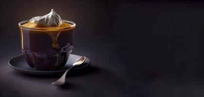 hot chocolate in the solid plate realistic product showcase for food photography photo