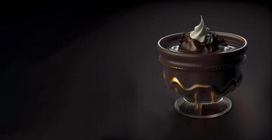 hot chocolate in the solid plate realistic product showcase for food photography photo