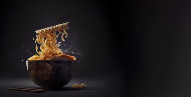 ramen korean-japanese food in the bowl realisti product showcase for food photography ai generated photo