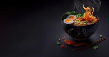 ramen korean-japanese food in the bowl realisti product showcase for food photography photo