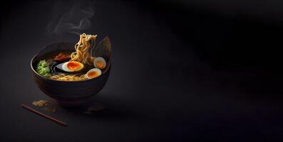 ramen korean-japanese food in the bowl realisti product showcase for food photography photo