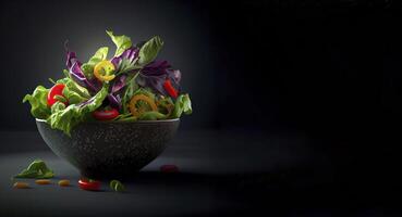 vegetables salad in the plate realistic product showcase for food photography photo