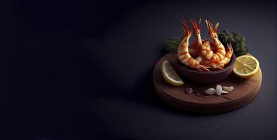 french and shrimps realistic product showcase for food photography photo