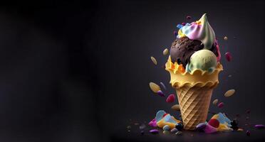 ice cream realistic product showcase for food photography photo