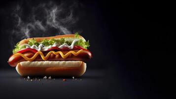 hot dog fast food realistic product showcase for food photography photo