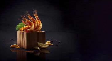 french and shrimps realistic product showcase for food photography photo