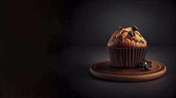 muffin in the wooden board realistic product showcase for food photography photo