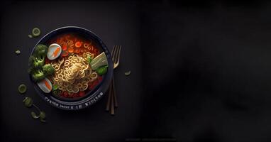 ramen korean-japanese food in the bowl realisti product showcase for food photography photo