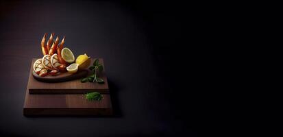 french and shrimps realistic product showcase for food photography photo