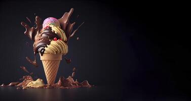 ice cream realistic product showcase for food photography photo