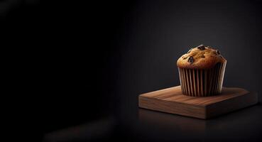 muffin in the wooden board realistic product showcase for food photography photo