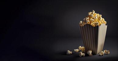 flying popcorn realistic product showcase for food photography photo