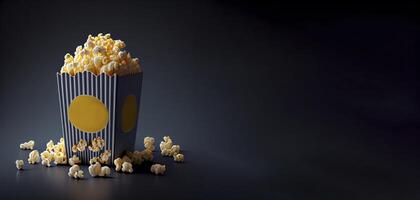 flying popcorn realistic product showcase for food photography photo