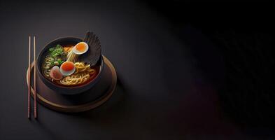 ramen korean-japanese food in the bowl realisti product showcase for food photography photo