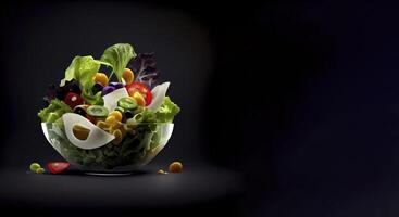 vegetales ensalada en el plato realista producto escaparate para comida fotografía ai generado foto