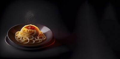 spaghetti in the solid plate realistic product showcase for food photography photo