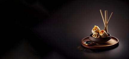 dumplings in the hot plate product showcase for food photography photo