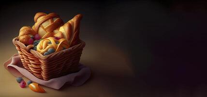 bakery's in the basket realistic product showcase for food photography photo