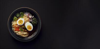 ramen korean-japanese food in the bowl realisti product showcase for food photography photo