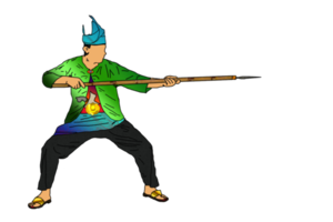 icon Malay  warrior movement pattern with hold spear png