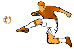 icon of soccer player kicking a ball png