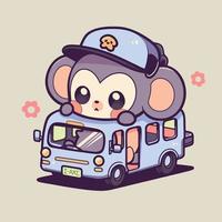 A mouse on a bus that says the word van on it. vector