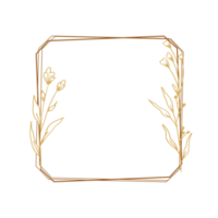 elegant Gold Platz Blumen- Rand mit Hand gezeichnet Blätter und Blumen zum Hochzeit Einladung, danken Sie Karte, Logo, Gruß Karte png