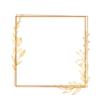 Gold Blumen- Rand mit Hand gezeichnet Blätter und Blume zum Hochzeit Einladung, danken Sie Karte, Logo, Gruß Karte png